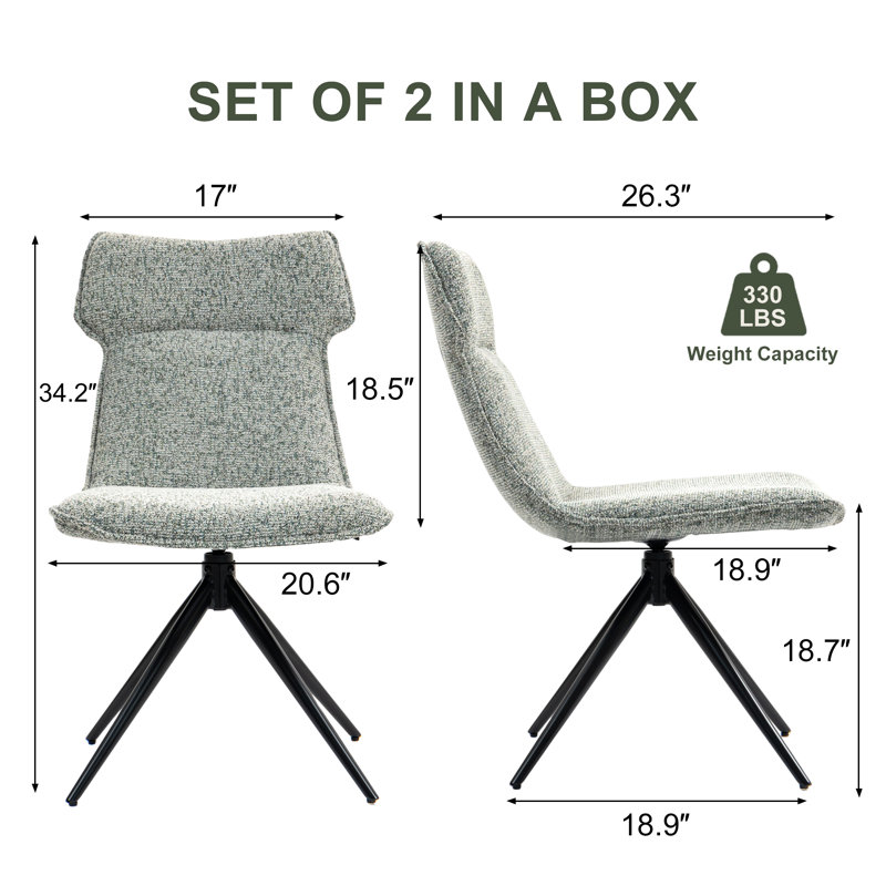 Chaise de salle à manger pivotante Modern, Vert
