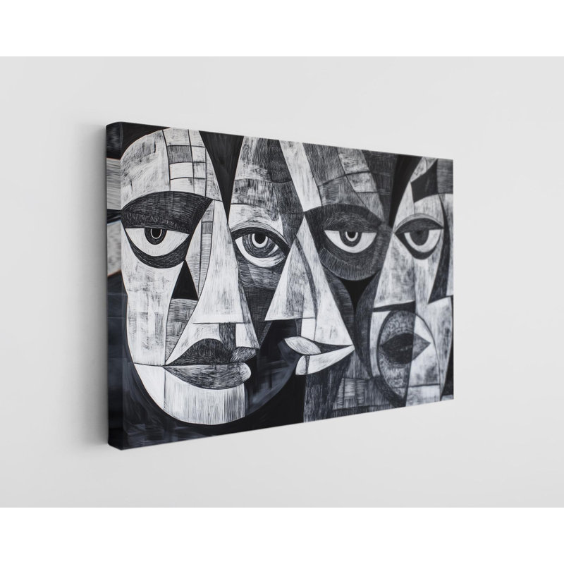 «Doodle abstrait noir et blanc» sur toile de haute qualité - décoration murale fabriquée à la main - art élégant - cadeau - décoration murale, reproduction de peinture