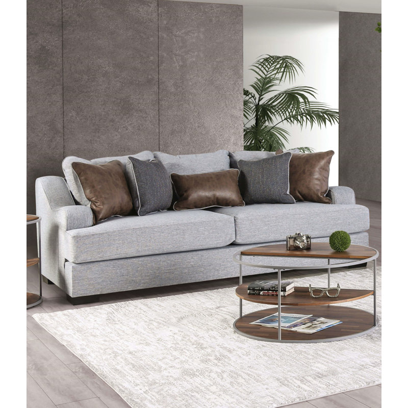 Canapé transitionnel l 96,4 po gris clair / brun, Gris clair / Brun, H 40,5 po x l 96,4 po x P 44,4 po