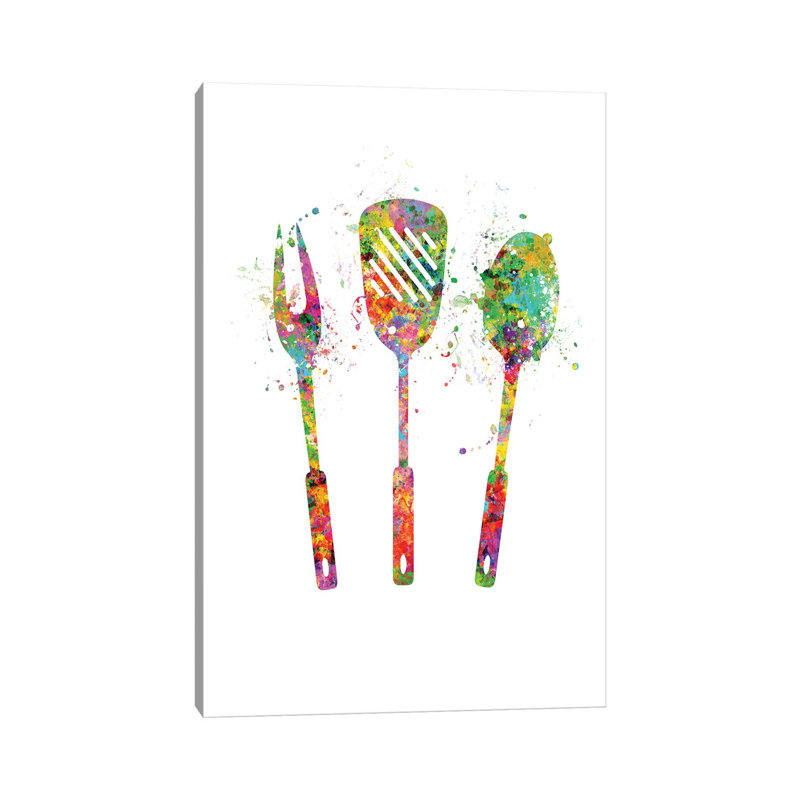 Grill Utensils by Genefy Art - Wrapped Canvas Painting, 66.04 cm H x 45.72 cm W x 1.91 cm D