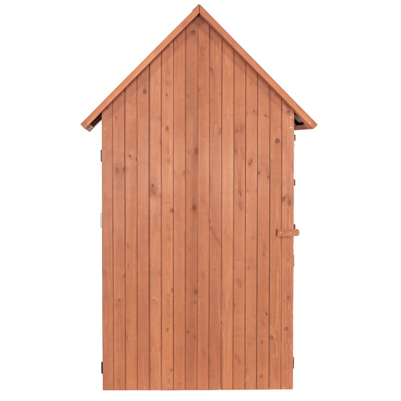 Medium Brown Cypress Wood Multi-Compartment Storage Shed with Drop Table
