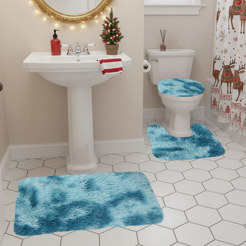 Ensemble de tapis de salle de bain 3 pièces, Bleu