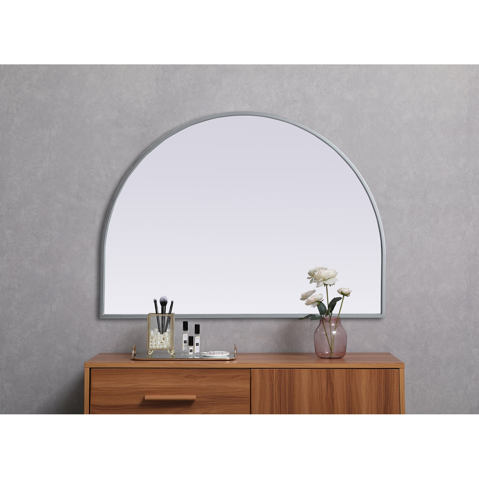 Sabine Metal Arch Wall Mirror, Silver, 24" x 33"
