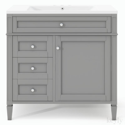 Ensemble de meuble-lavabo simple 36 po avec plateau en résine et miroir Diovanni