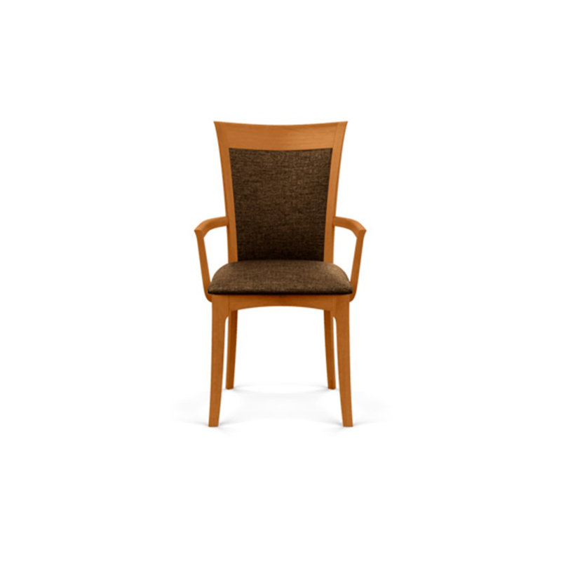 Morgan Upholstered Arm Chair, Natural Cherry, Microseude Onyx