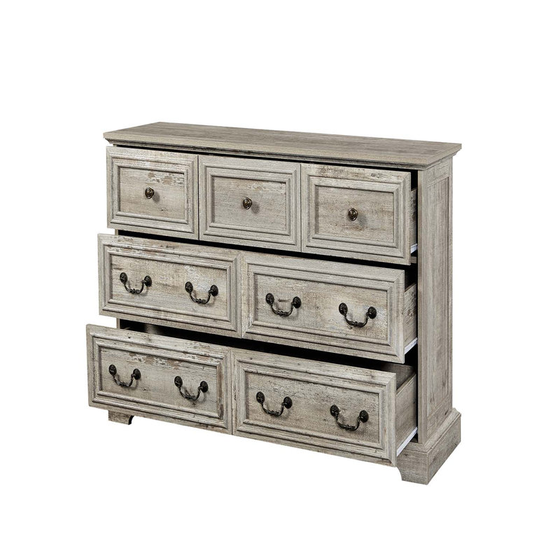 Commode 7 tiroirs l 47,2 po, Chêne antique