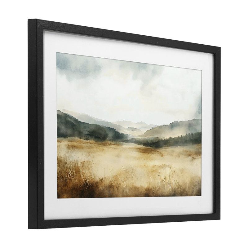 «Foggy Landscape Distant Hills», reproduction encadrée sous verre, conception par LSR Creative Studio, H 14 po x l 20 po