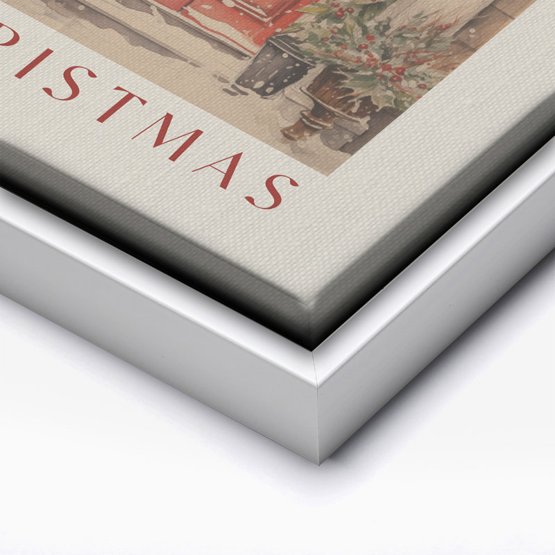 A Holly Jolly Christmas No2, Canvas, 12"H x 16"W, White Framed
