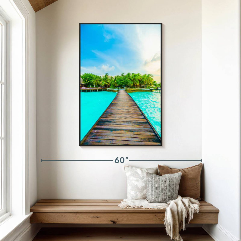 Maldives Tropical Jetty, 31" X 46", Floating Frame Black