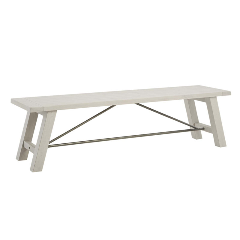 Banc de salle à manger d'inspiration campagnarde en bois massif avec rallonges en métal, pouvant supporter jusqu'à 400 lb, variations naturelles