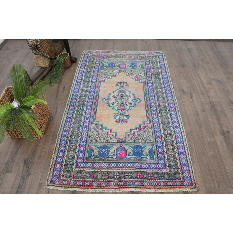 Tapis décoratif en laine bleu 40,9 x 65 po