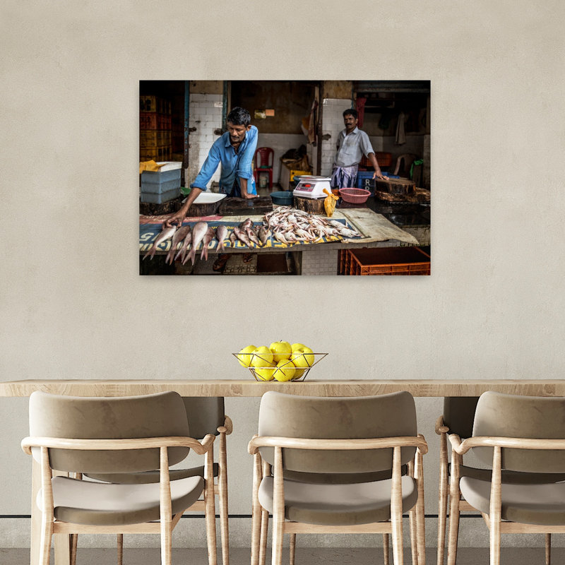 Indian Fish Market Contemporary Wall Art Print, 60.96cm H x 91.44cm W