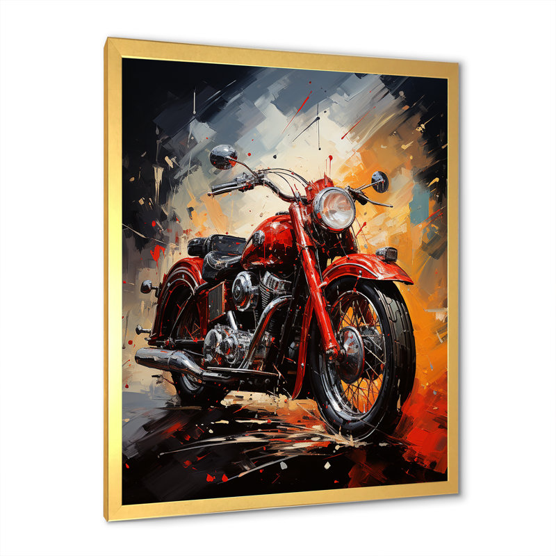 Crimson Thunder Red Dirt Bike I, Cadre doré simple, H 44 po x l 34 po x P 1,5 po