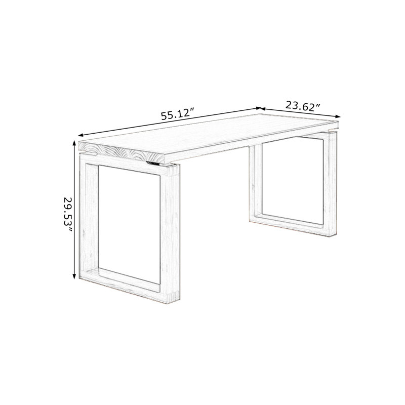 Bureaux rectangulaires bruns en bois massif, H 29,53 po x l 55,12 po x P 23,62 po