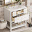 Ensemble de meuble-lavabo 30 po avec lavabo en céramique, ensemble de meuble-lavabo simple autoportant avec 5 tiroirs, armoire de rangement en bois massif, meuble-lavabo-497579088
