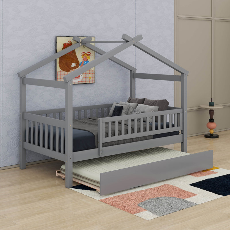 Lit gigogne en bois, Lit simple, Grey/Oak