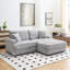 3 places en velours côtelé gris de 87,96 pouces avec quatre coussins et un pied de rangement simple, nuage doux et élégant pour le bureau vivant, structure à ressorts, coussins en mousse à mémoire de forme, espace primaire moderne,-852670316