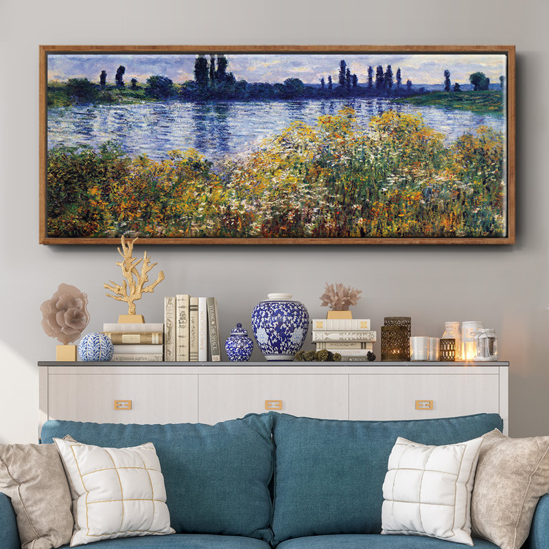 Les bords de seine à Vétheuil par Monet - Toile encadrée