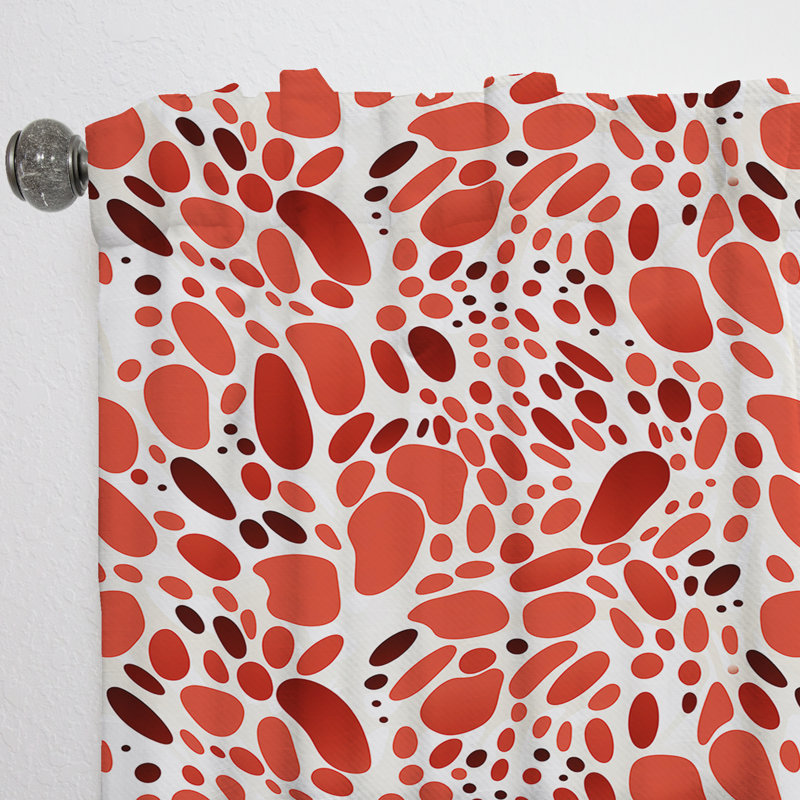 Motif à pois rouges et blancs I - Rideau abstrait - Rideau abstrait obscurcissant - 1 panneau, L 52 po x L 95 po