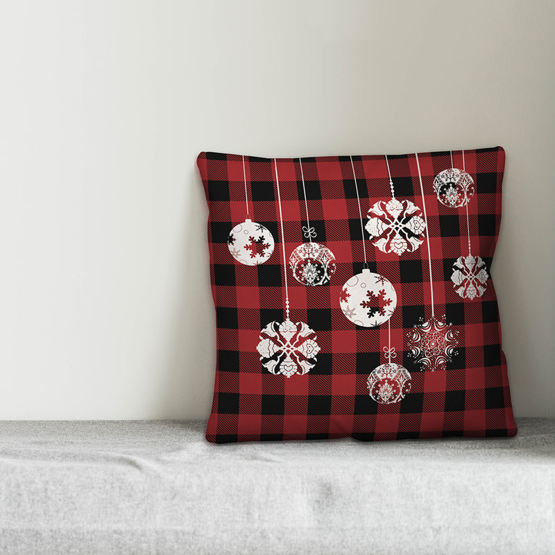  Housse de coussin Christmas Ornaments, 18 po x 18 po, Polyester/ Bourre en polyester