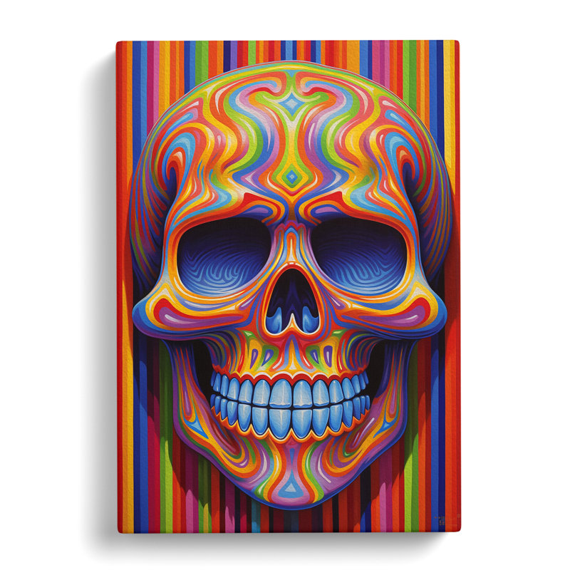 Sugar Skull Op Art - Wrapped Canvas, 76cm H x 50cm W x 3cm D