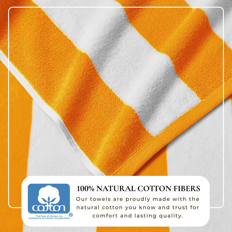 Serviettes de plage 100% coton absorbant et à séchage rapide Cabana, Orange