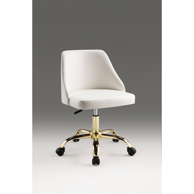 Chaise de bureau Lynly, Or, Blanc