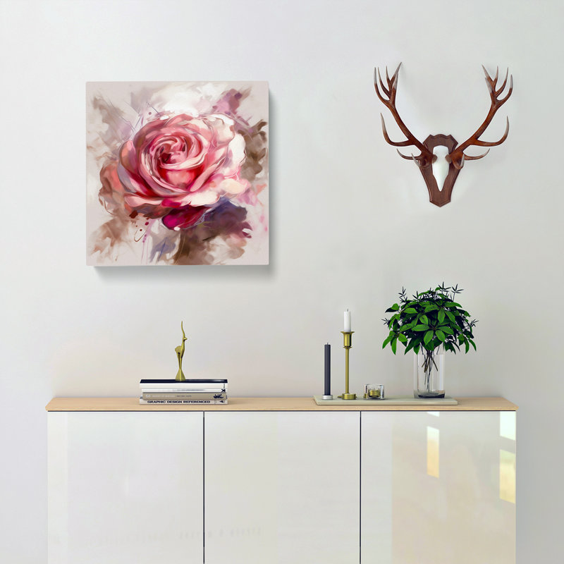 Rose Gestural Art No.1 - Wrapped Canvas