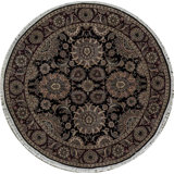 Hand-Knotted High-Quality Brown Round Area Rug