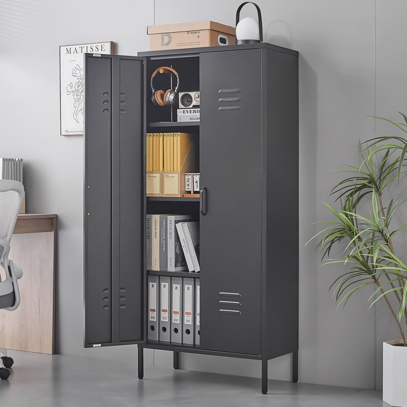 Armoire de rangement en métal avec tablettes réglables, organisateur autoportant polyvalent pour la maison et le bureau