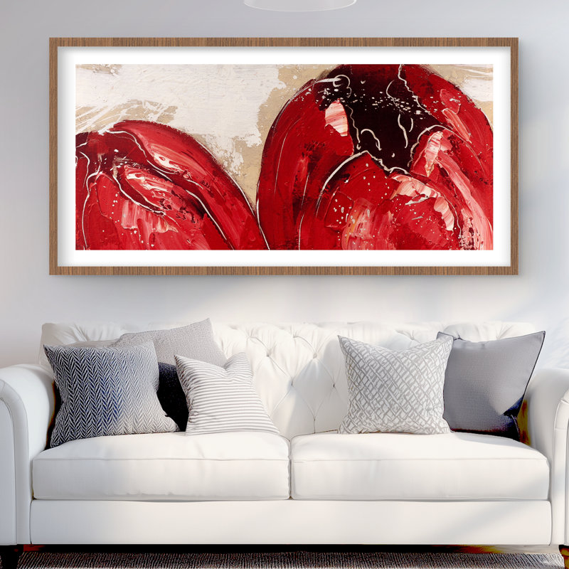 Two Red Tulips - Botanical Romantic Framed Matted Print