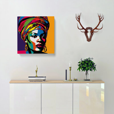 African Woman Pop Art No.4 - Wrapped Canvas - Framed Print