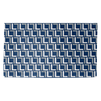Tapis géométrique bleu / gris / blanc
