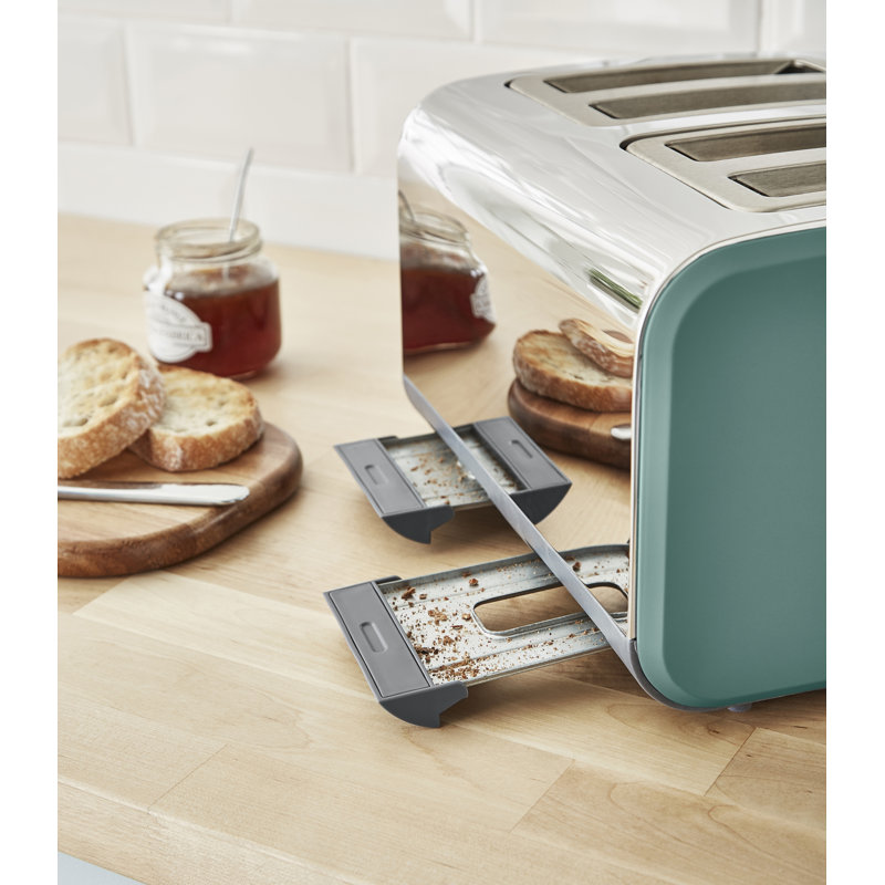Swan Nordic 4-Slice Toaster with Defrost/Reheat/Cancel Functions, Cord Storage, 1500W, Green