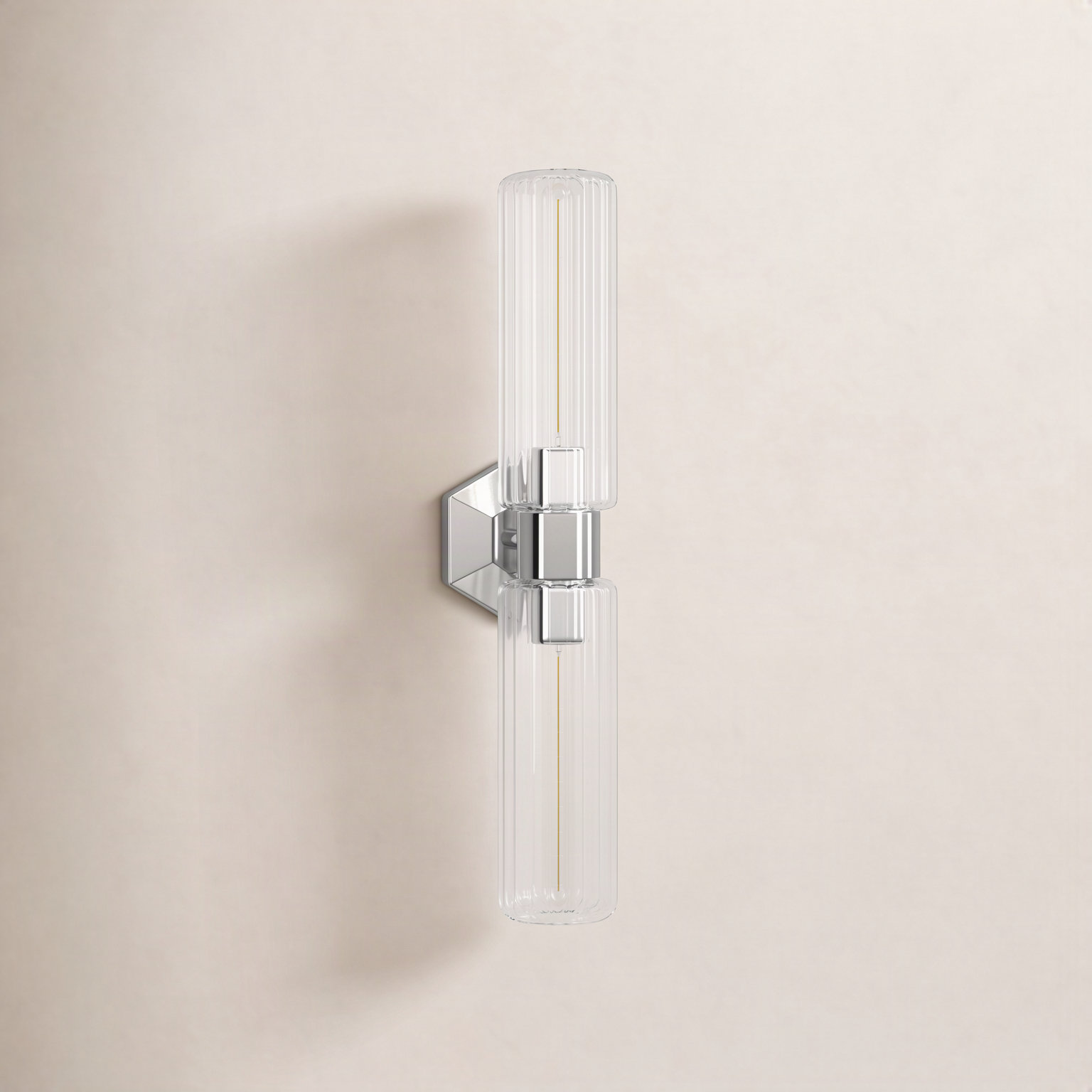 Abigail 2 Light Glass Dimmable Armed Sconce, Polished Nickel