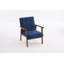 Solid Wood Accent Chair with Tufted Seat, Mid-Century Armchair with Curved Armrests, Reading Chair-1847933666