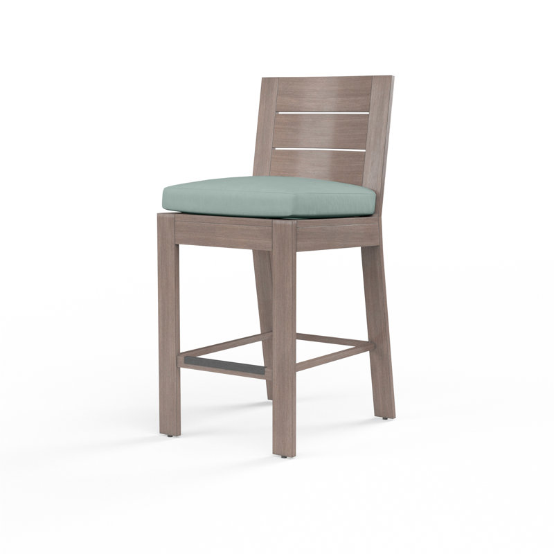 Laguna Aluminum Outdoor Stool with Cushion, Bar Stool (29" Seat Height), Cast Mist Sunbrella®