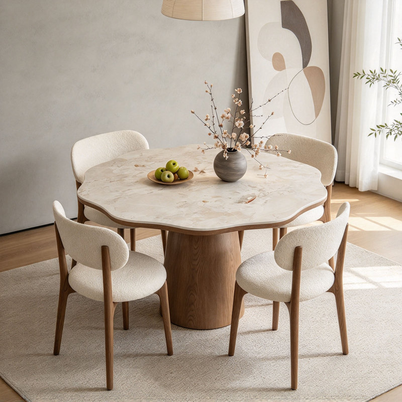 Concrete Top Dining Set, 29.5" H x 47.2" W x 47.2" D, 5