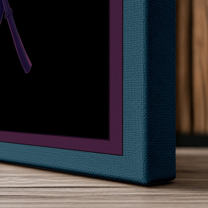 Lotus in Magenta Botanical - Wrapped Canvas, 24x16 - 61.0 x 40.6 cm, Teal Border
