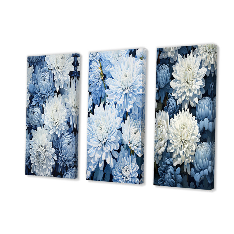 Minimalisme mamans en bleu pâle et blanc - ensemble de 3 impressions murales de mamans, H 40 po x l 60 po, Toile tendue