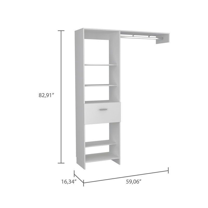 Lenox 1-Drawer 4-Shelf Closet System White