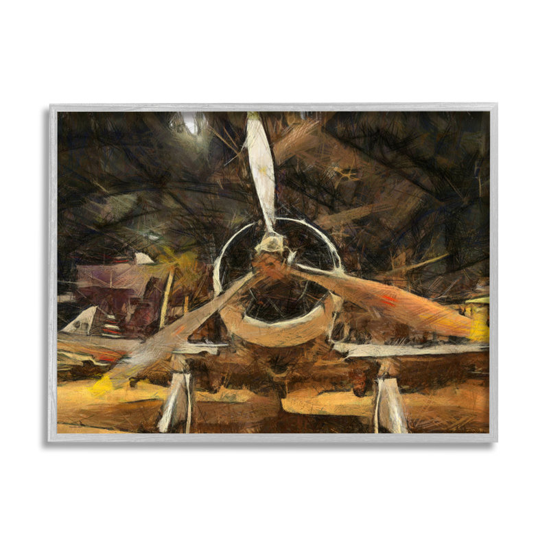 Scène de suspension abstraite, avion à hélice, avion, par Daniel Sproul - Peinture, H 11 po x l 14 po
