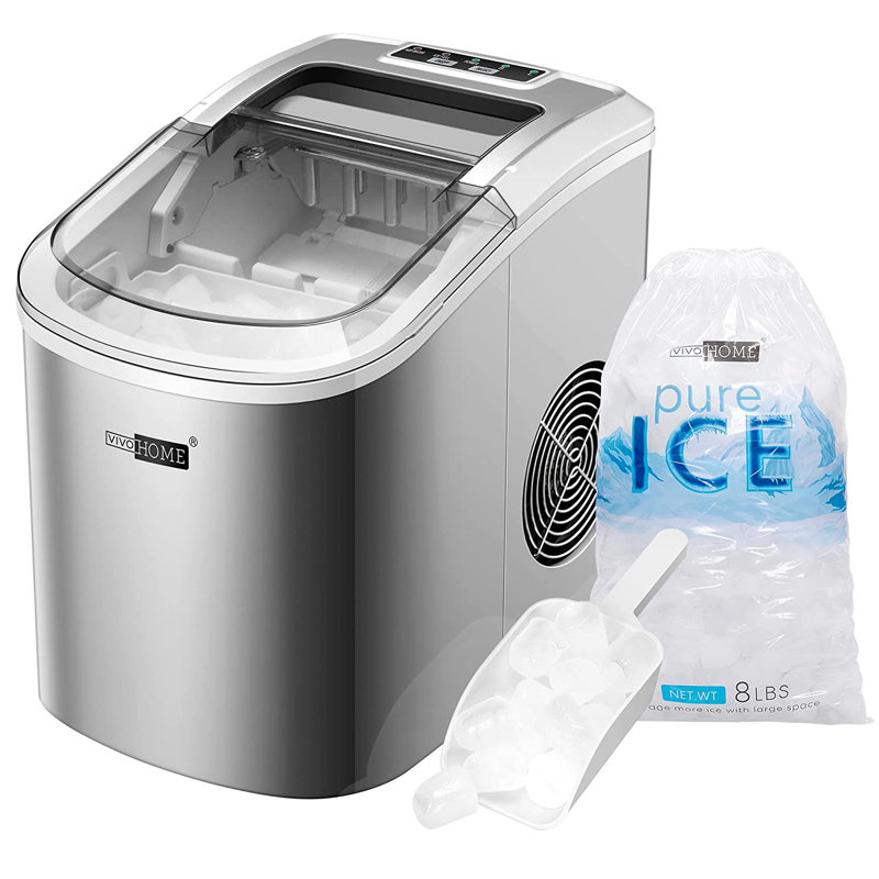 27lbs/day Electric Portable Ice Maker Machine With Hand Scoop And Self Cleaning Function, Silver
