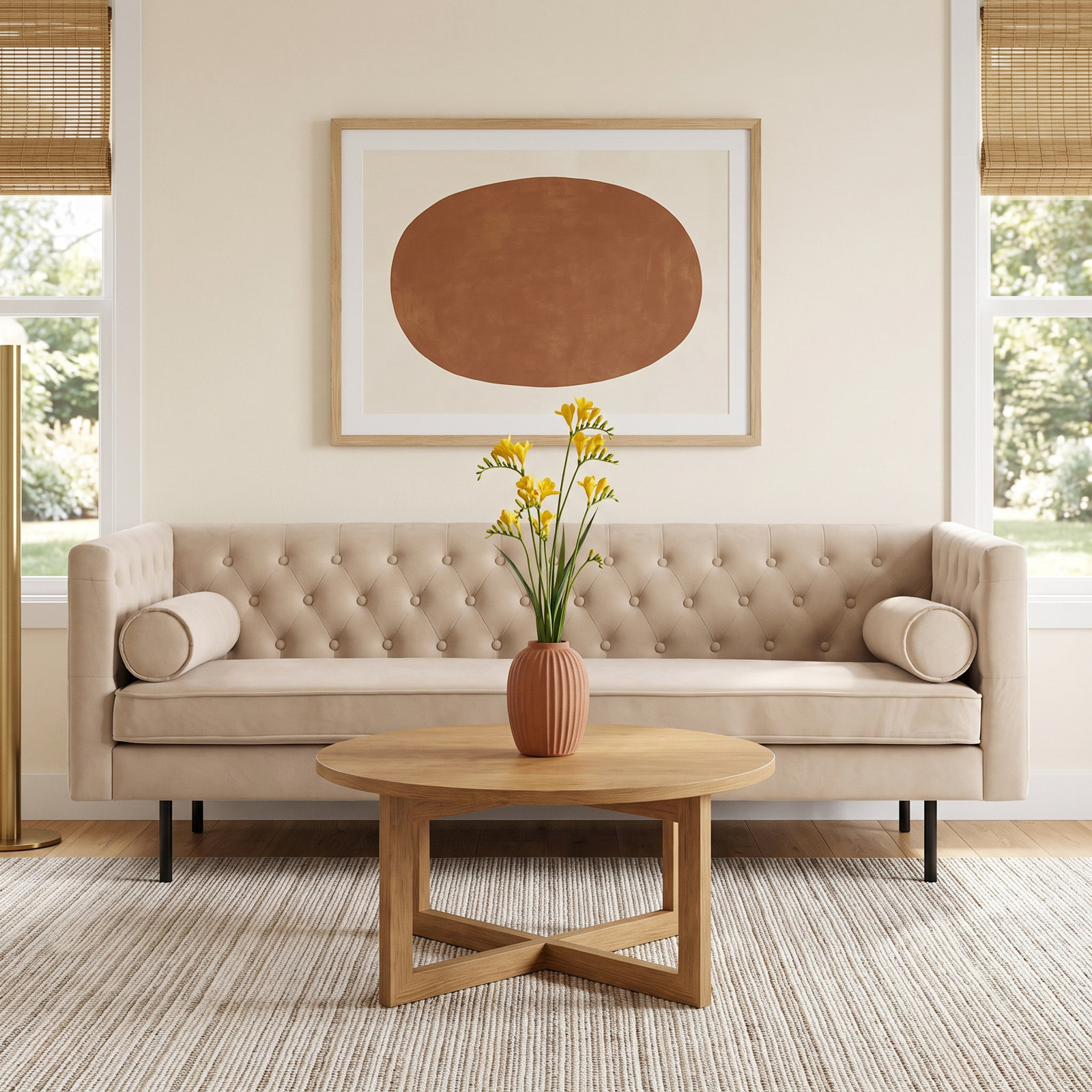 Dario 79'' Upholstered Chesterfield Sofa, Sand Velvet