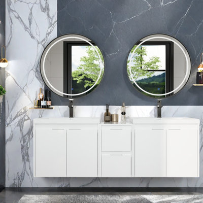 Meuble-lavabo moderne (avec meuble-lavabo et lavabo) avec rangement