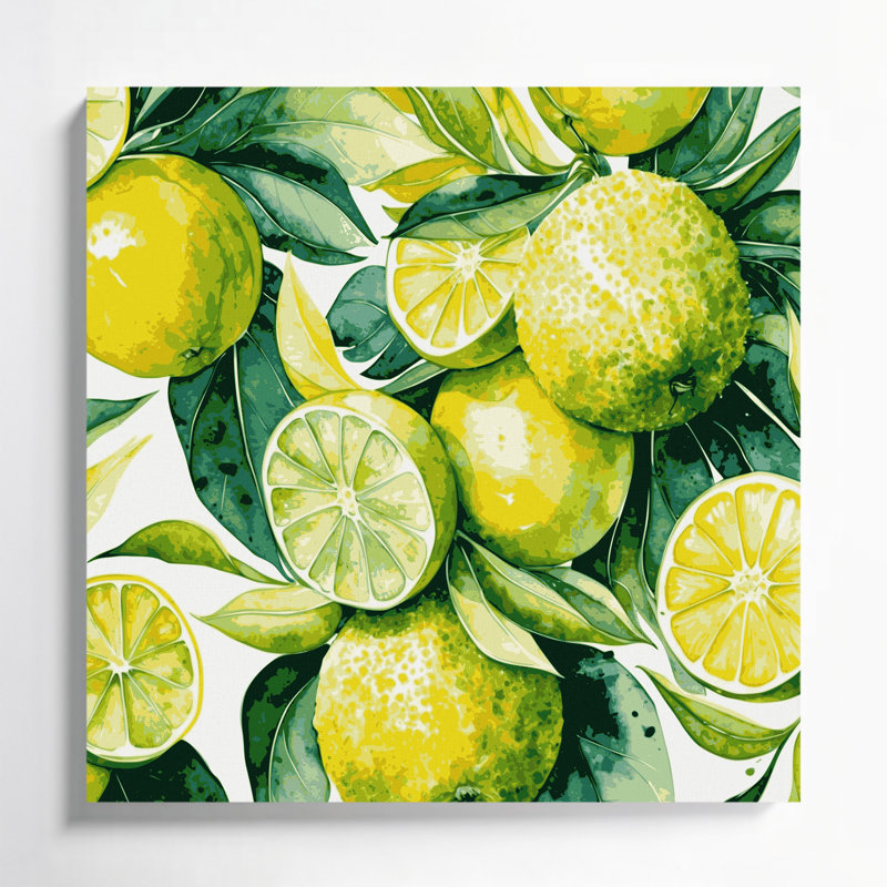Art mural sur toile beige Fruit Sudachi, H 32 po x l 32 po