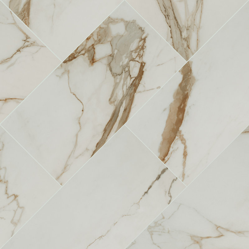 Palazza 12 in. x 24 in. Porcelain Marble Look Floor and Wall Tile, Cielo Morado
