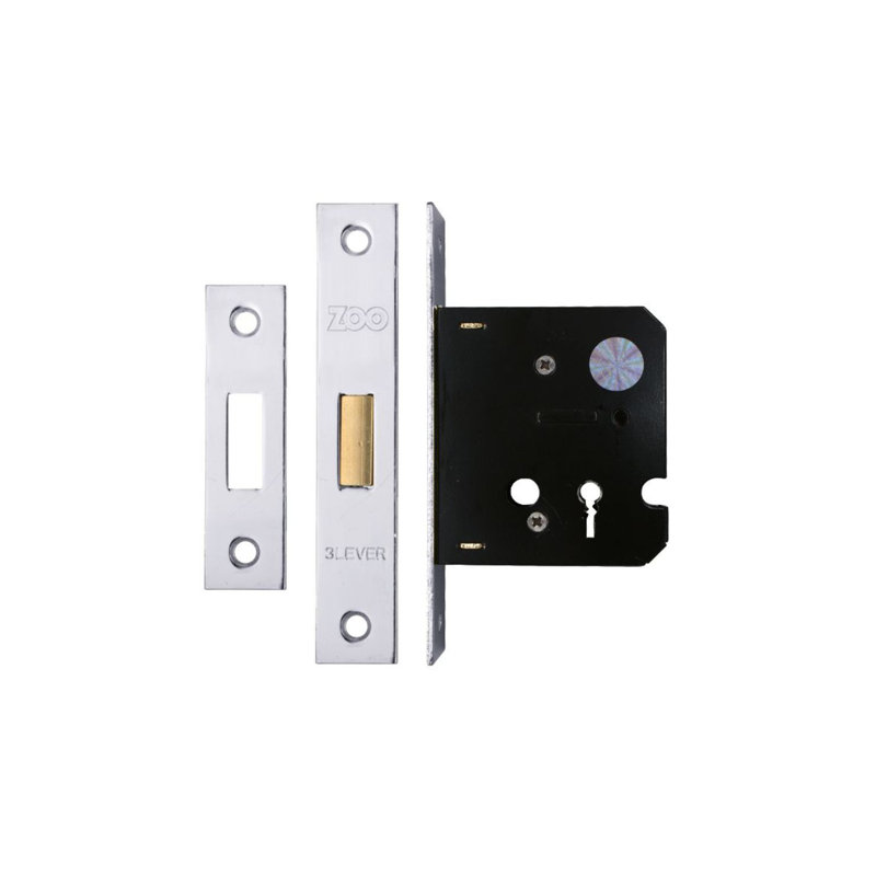 3 Lever Dead Lock, Satin Stainless, 6.4cm H