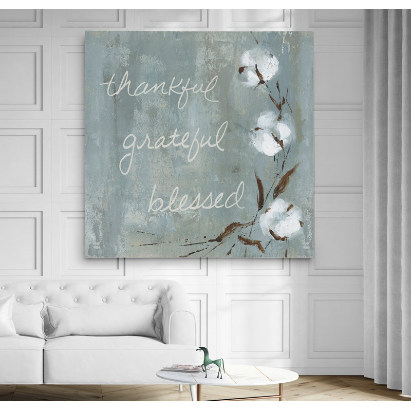" Cotton Thankful ", Wrapped Canvas, 24" H x 24" W x 1.5" D
