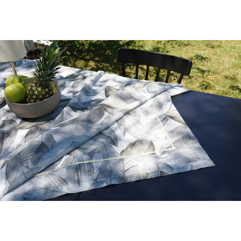 Garden Harvest Tablecloth, Green/White Floral, 110" L x 63" W